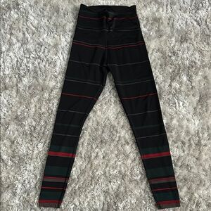 Beyond Yoga Black and Red Leggings with Bold Accents